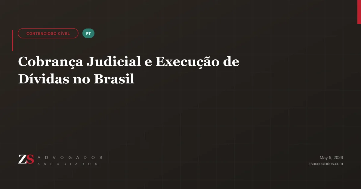 Ilustração sobre cobrança judicial e execução de dívidas no Brasil
