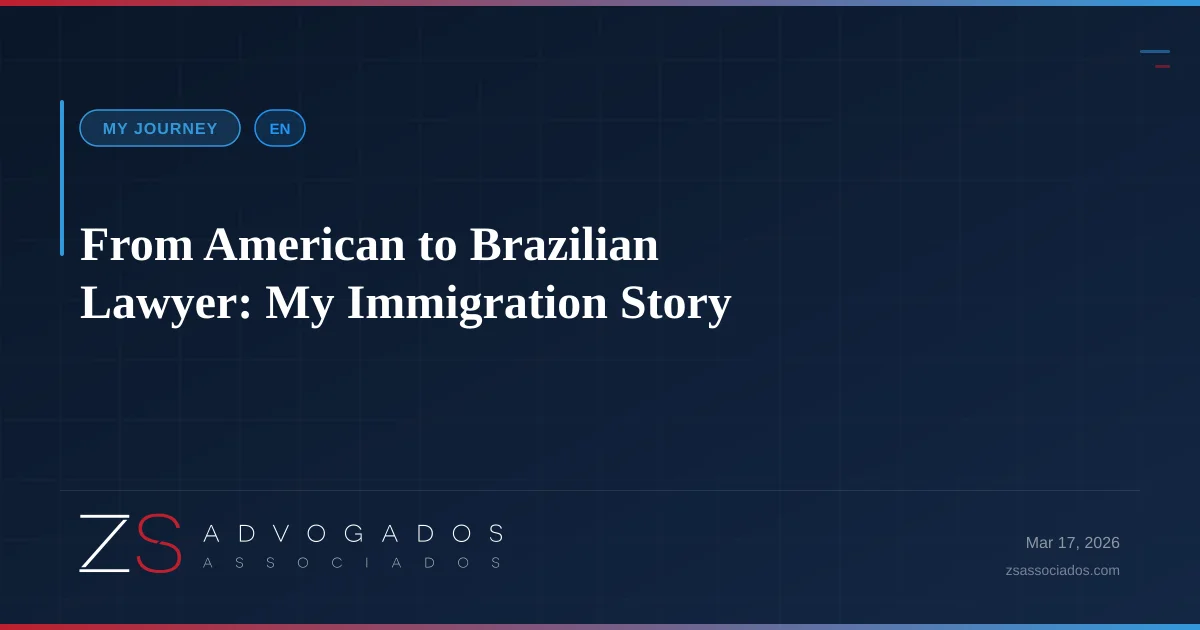 Zac Zagol on his first day as a lawyer, sitting in his office in São Paulo