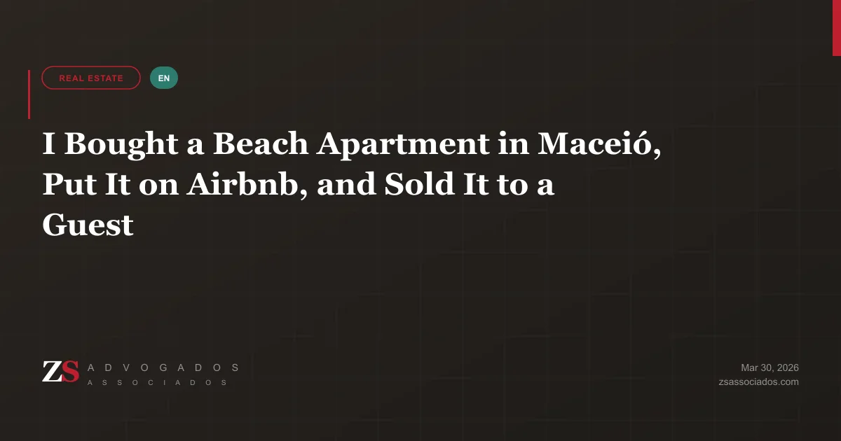 Beach apartment balcony view in Maceio, Alagoas, overlooking turquoise water