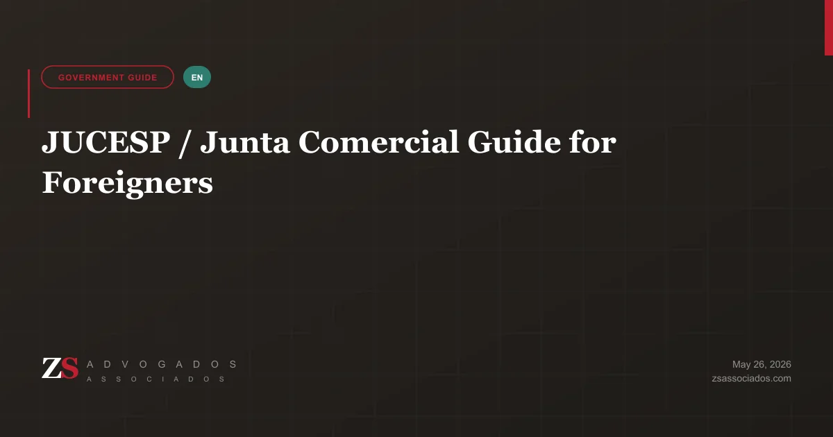 Illustration about JUCESP and Junta Comercial commercial registry for foreigners in Brazil